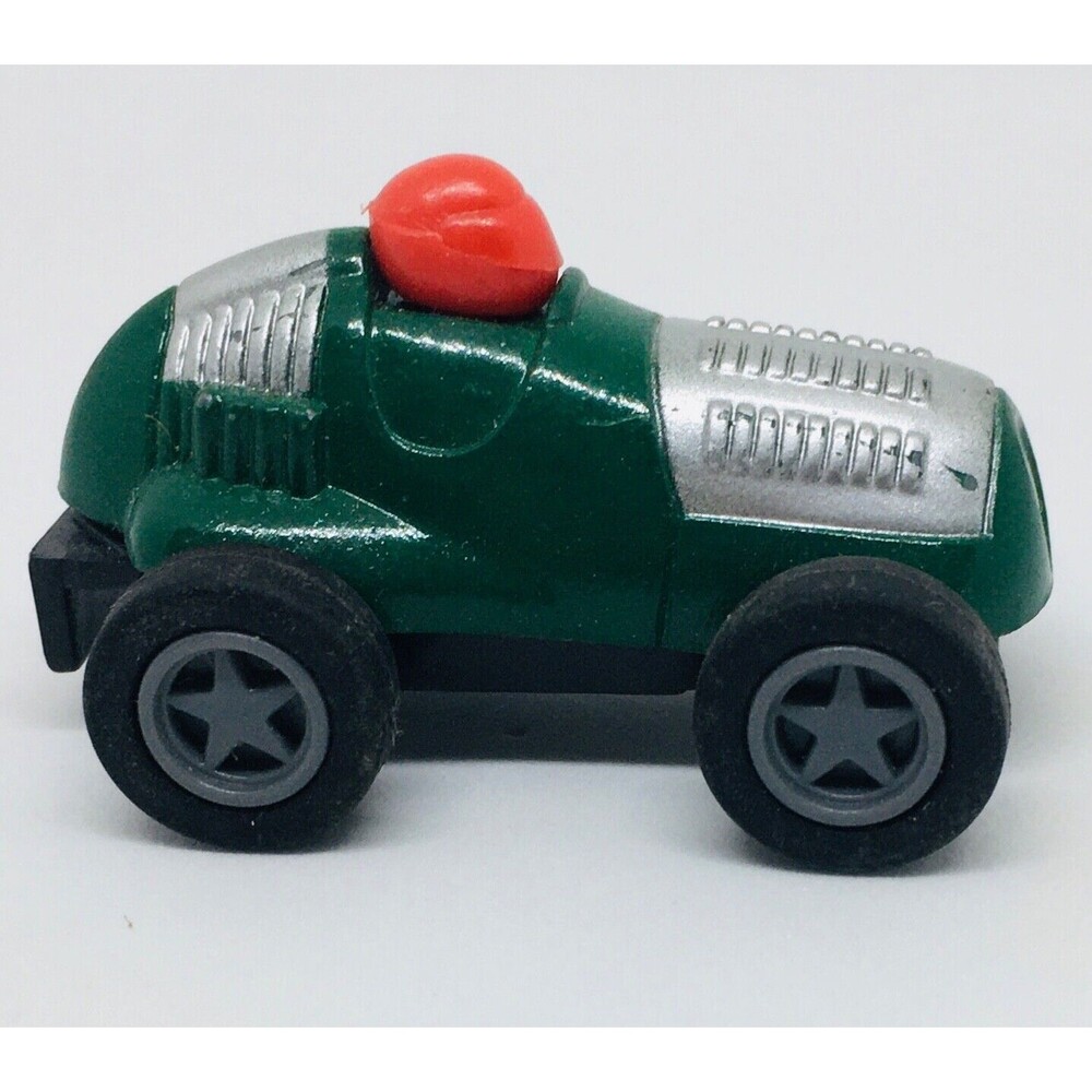 Vintage Mini Racer Self Propelled Wind Roll Metal Preowned Green Silver Red GUC